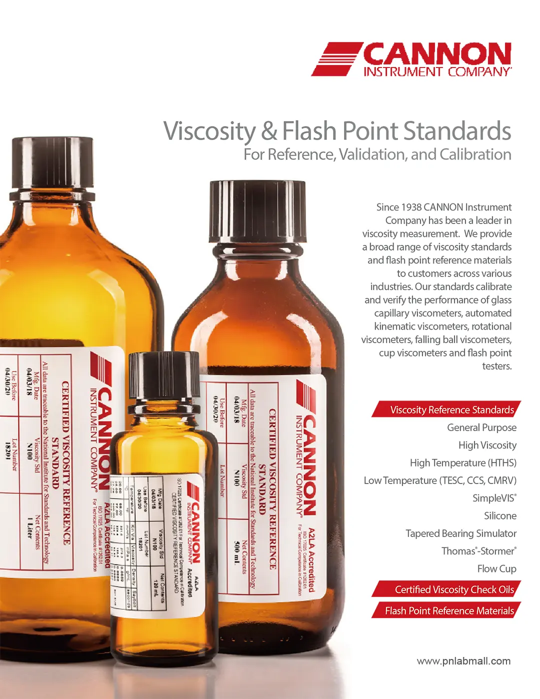 美国凯能CANNON粘度标油标准手册Standards Brochure_v2
