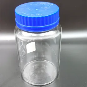 样品瓶 500ml广口高硼硅透明玻璃瓶，配有螺纹的TEFLON特氟龙盖子，上口径大于4cm 内有垫片