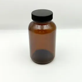 样品瓶 250ml广口高硼硅棕色玻璃瓶，配有螺纹的TEFLON特氟龙盖子，上口径大于3cm 内有垫片